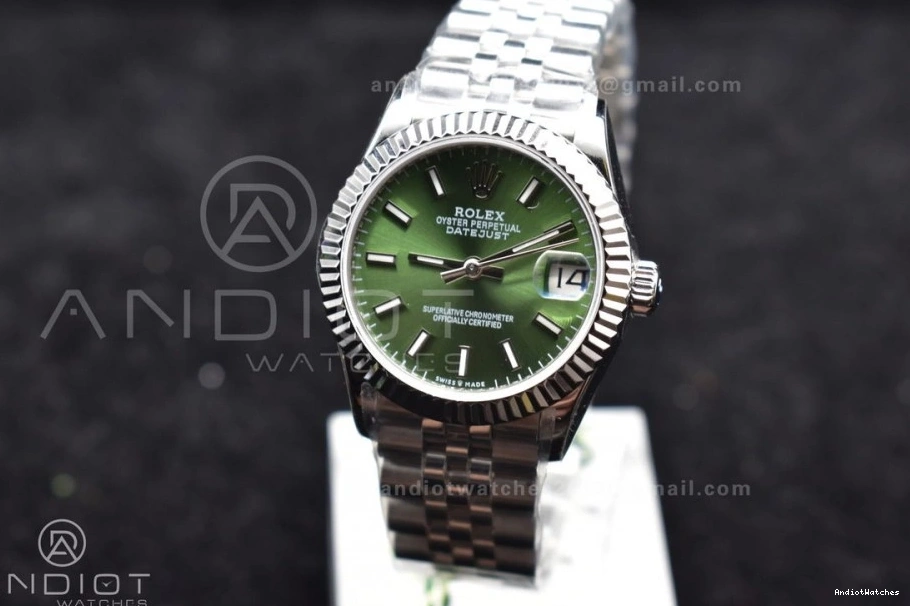 Steel ZeroBulk 31 278289 Syle President Markers DateJust Bracelet Green Dial Ladies on 316L Stick 557 WF 0502